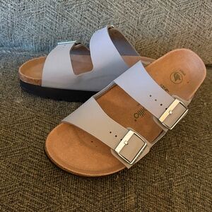 Birkenstock Women's Sandals in Light Gray and Tan